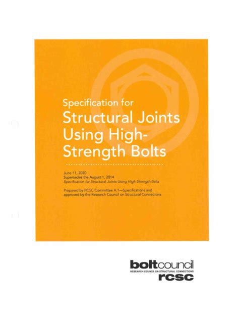 Specification for Structural Joints Using High.